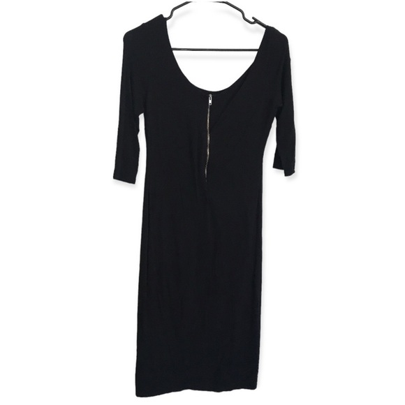 3/$15 popular basics black 3/4 sleeve midi dress - Picture 2 of 8